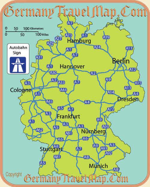 Germany Auto Bahn Map